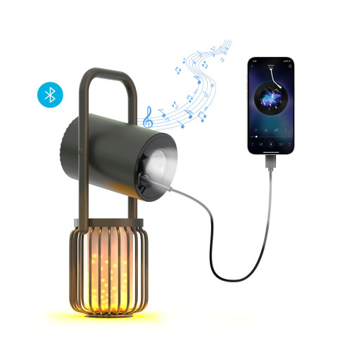 اسپیکر و چراغ فضای باز بی سیم (همراه با پاوربانک) ویوی لبز Vyvylabs VOX1-02 flaming X1 outdoor light