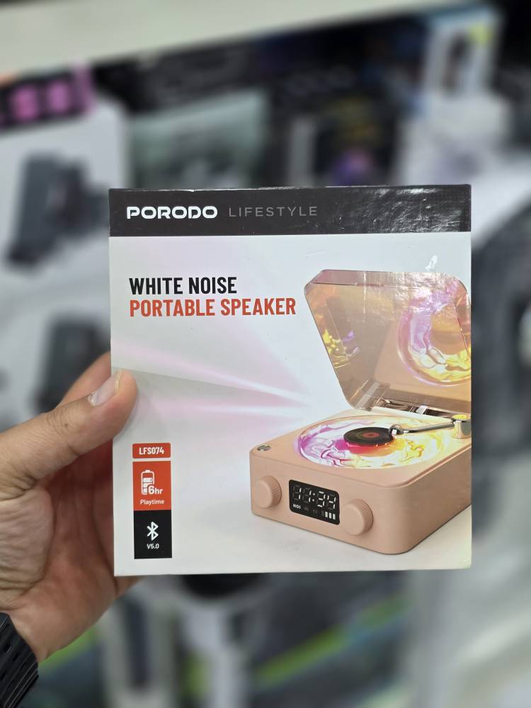 اسپیکر قابل حمل و دستگاه طرح گرامافون (White Noise) از برند Porodo Lifestyle